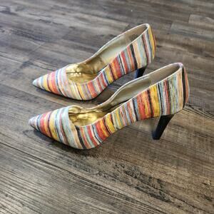 Torta Caliente Heels Colorful striped excellent condition b38